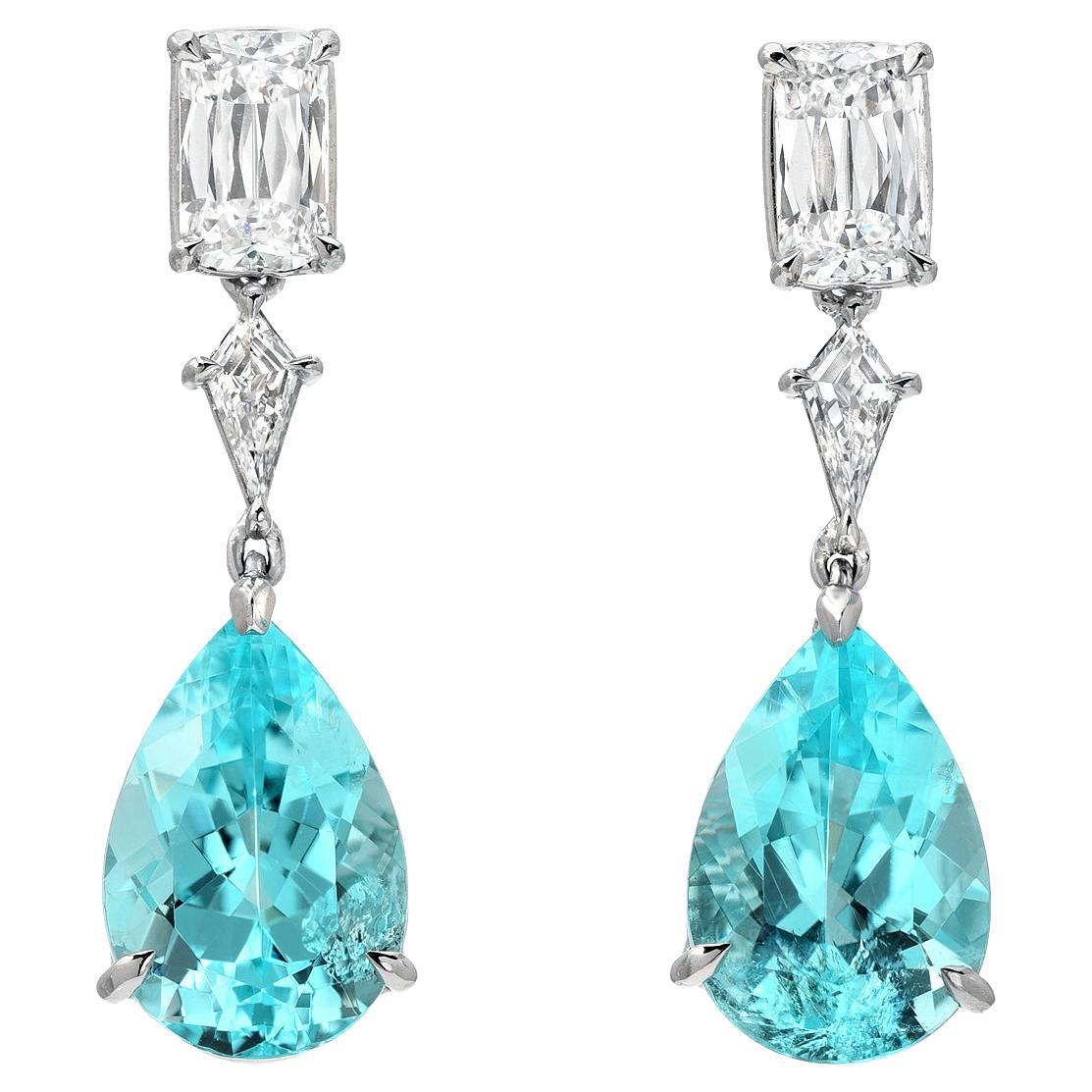 Paraiba Tourmaline Earrings 6.25 Carats GIA Certified In New Condition In Beverly Hills, CA