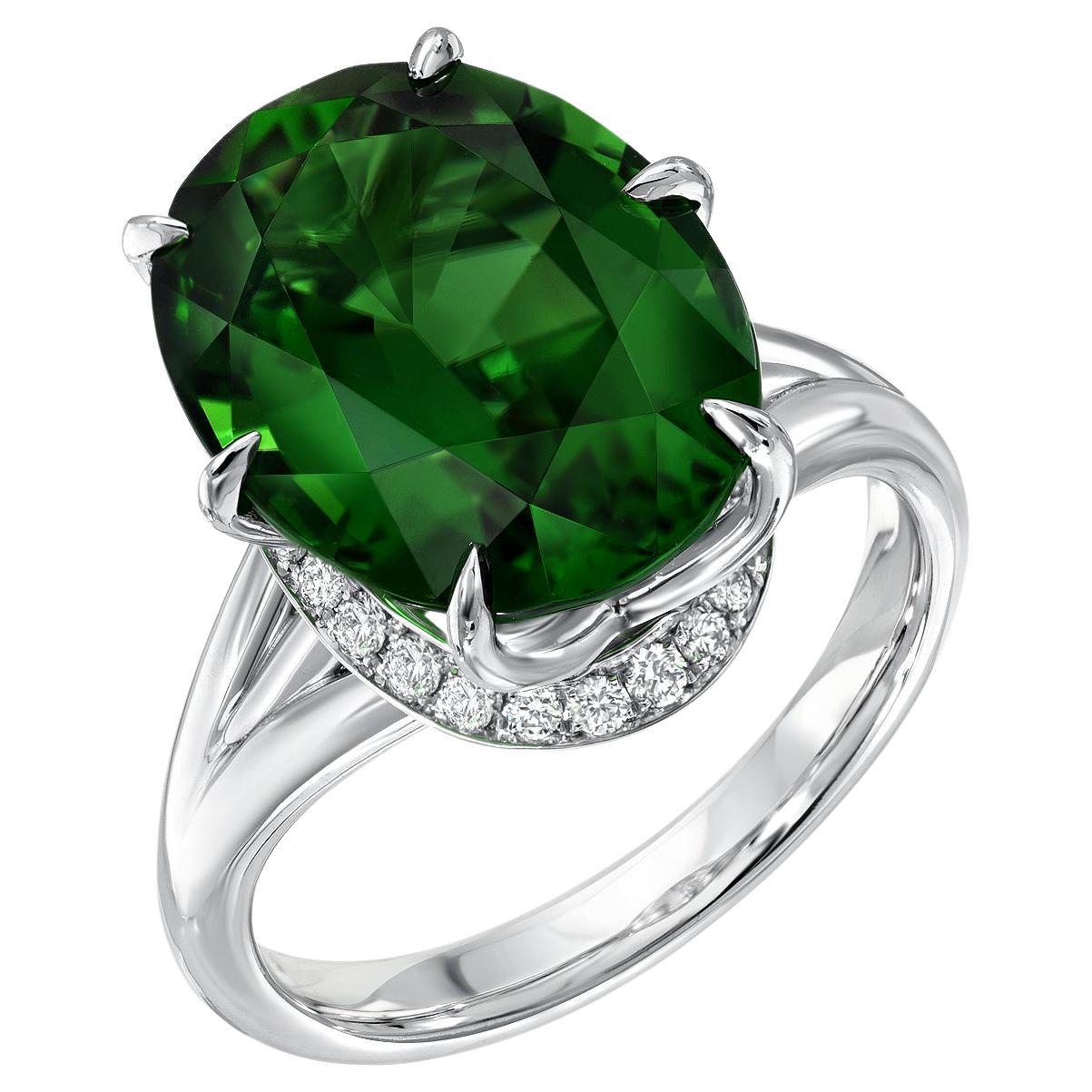 Chrome Green Tourmaline Ring 7.70 Carats 3