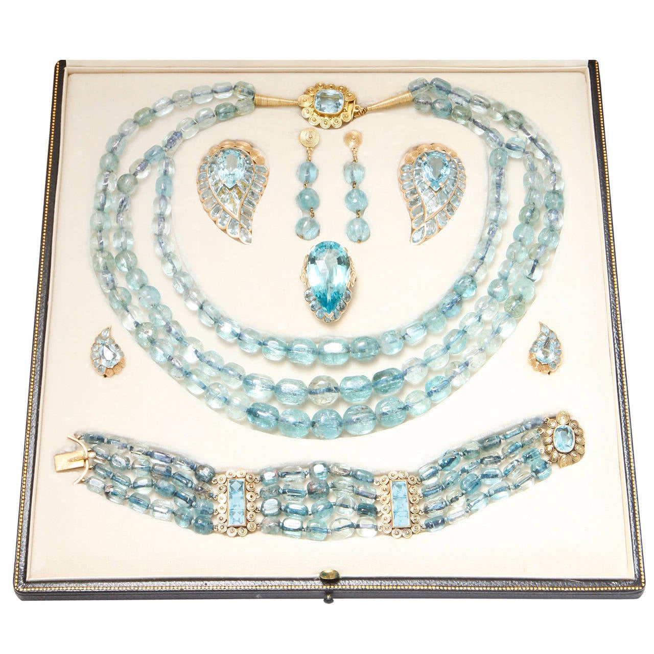 Seaman Schepps Full Aquamarine Parure For Sale