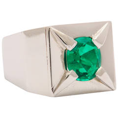 Suzanne Belperron Emerald Platinum Ring