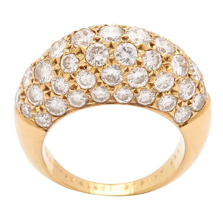 Van Cleef & Arpels Pave  Diamond Gold Ring For Sale