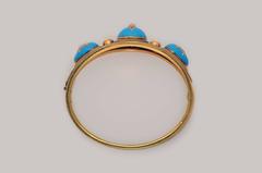 Victorian Cabochon Cut Coral Blue Enamel Gold Bracelet