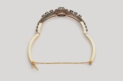 Antique 19th Century French Diamond Silver Gold Bangle Bracelet