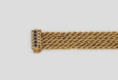 1950s Retro Chantecler Capri Gold 18 Kts. Diamond Sapphire Belt Buckle Bracelet
