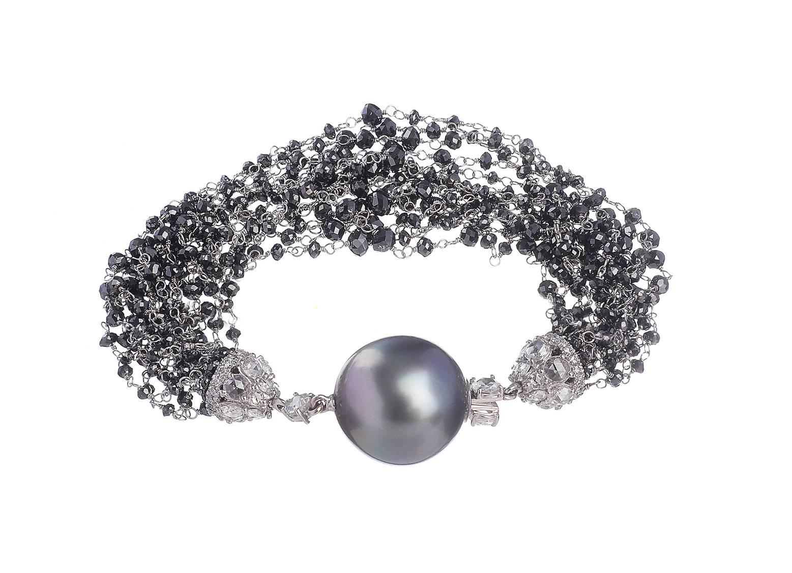 Missbach Transformer Necklace, Tahitian Pearls, Black and White Diamonds In New Condition For Sale In Milano, Lombardia