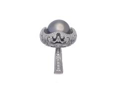 Missbach Pizzo Diamond Pearl Gold Cocktail Ring