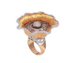 Fiore Missbach ring, Cognac and white diamonds, Rose Gold)