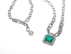 Emerald Missbach Necklace, Emerald, Diamonds and White Gold