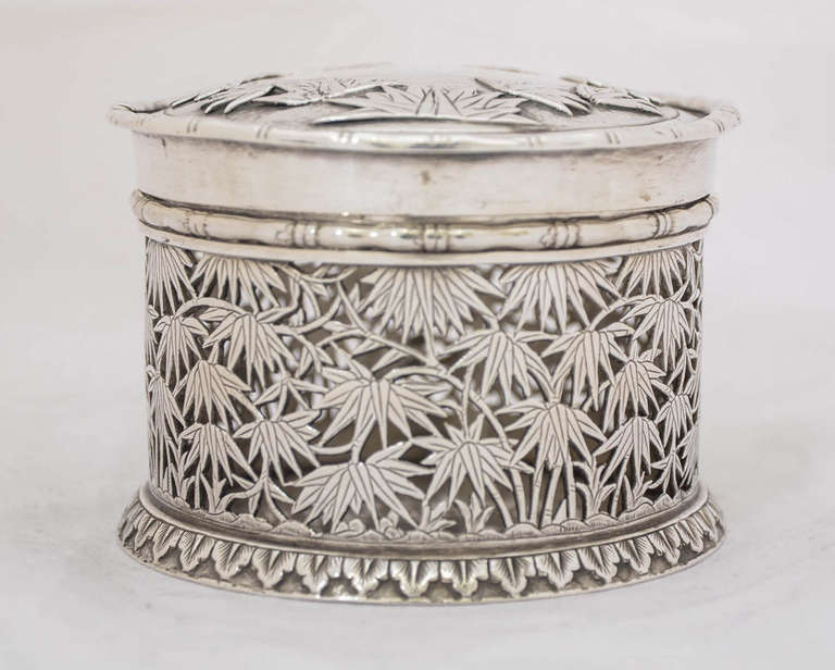 Victorian Chinese Export Silver Box For Sale