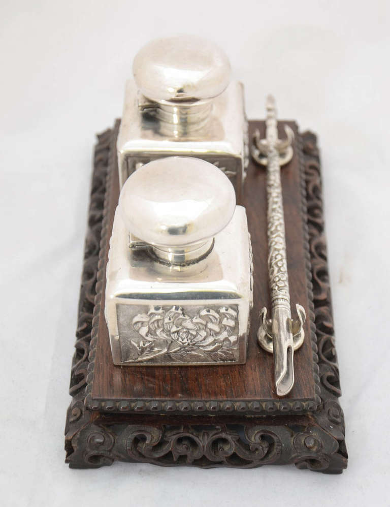 Chinese Export Silver Inkstand In Excellent Condition For Sale In London, GB