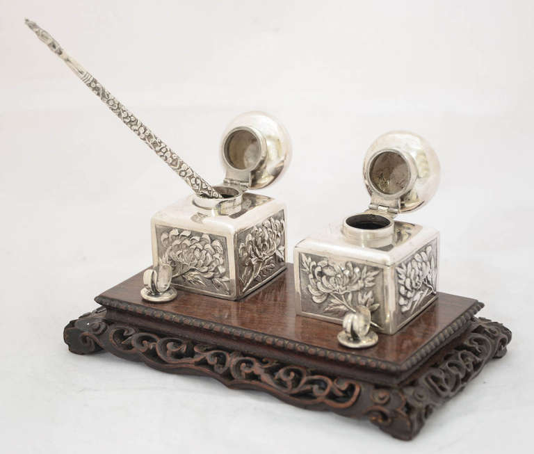 Chinese Export Silver Inkstand For Sale 1