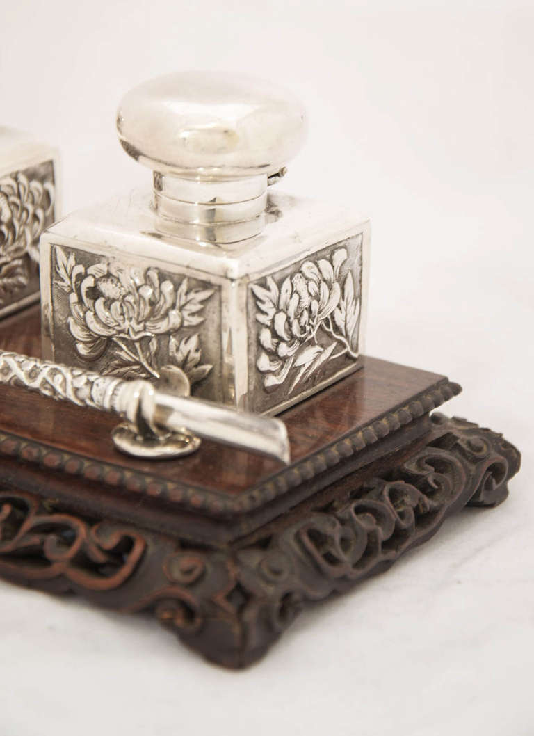 Chinese Export Silver Inkstand For Sale 3