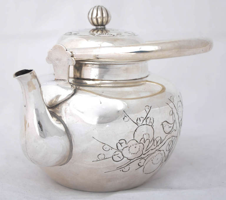 Japanese Silver Tea Kettle For Sale 2