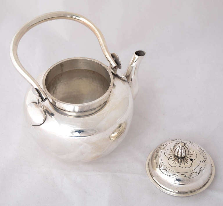 Japanese Silver Tea Kettle For Sale 3