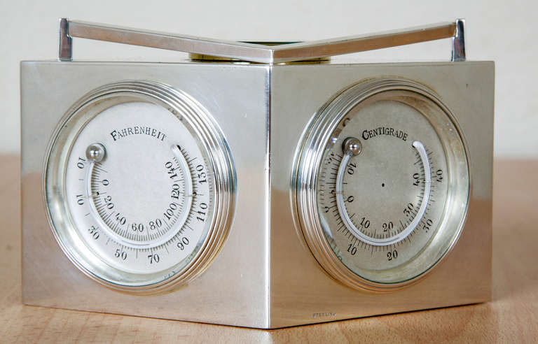 Sterling Silver Combination Desk Clock For Sale 1