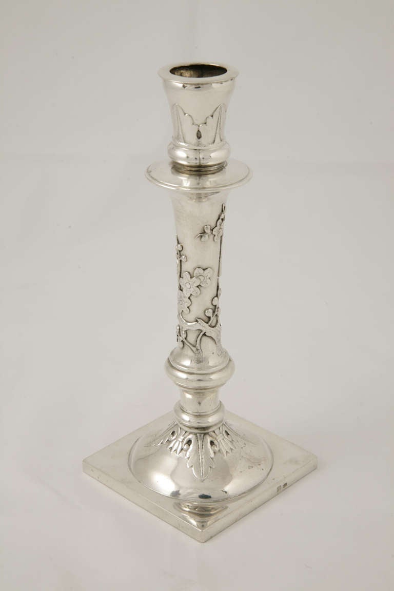 Pair of Chinese Export Silver Candlesticks 1