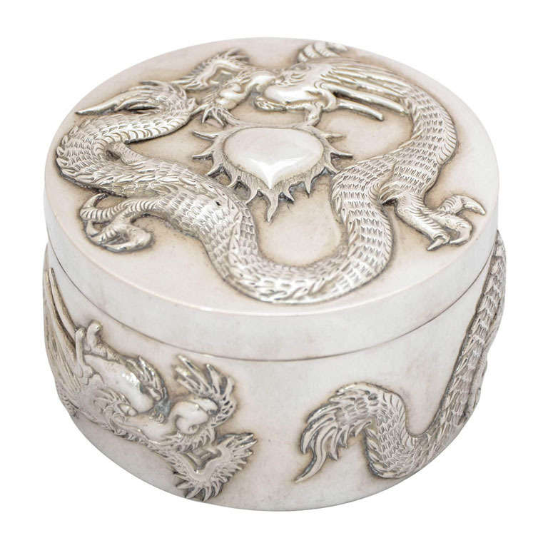 Chinese Export Silver Box For Sale