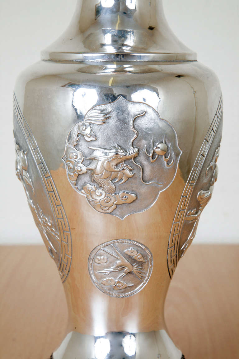 Chinese Export Silver Vase For Sale 2