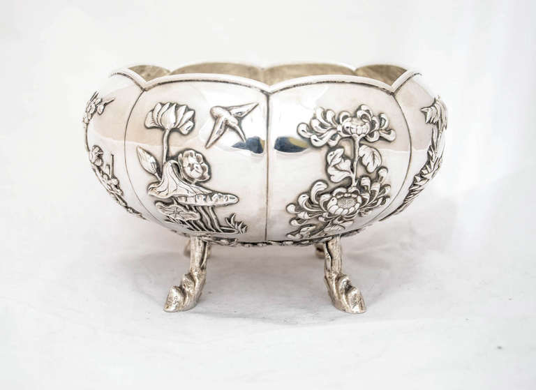 Victorian Chinese Export Silver Bowl For Sale