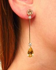 Sophisticated Morganite Beryl Diamond Gold Chandelier Dangle Earrings
