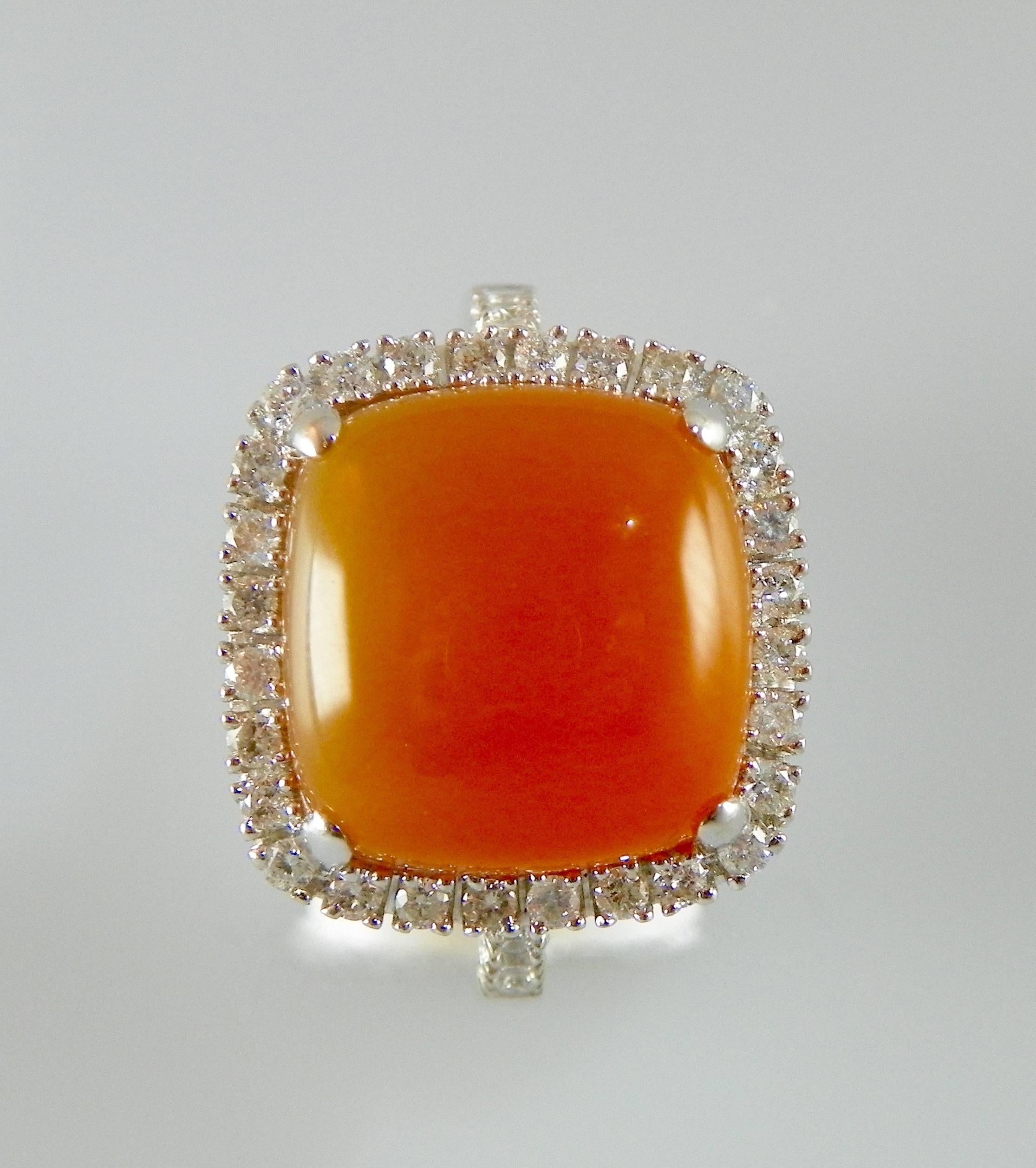 Contemporary Orange Chalcedony  Diamond  Entourage Ring For Sale