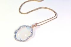 Marion Jeantet moon stone diamond Cloud Pendant with Gold Chain