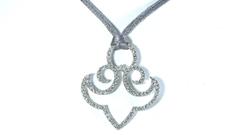 18K White Gold Chain Necklace With Diamond and 18K White Gold Anchor Pendant