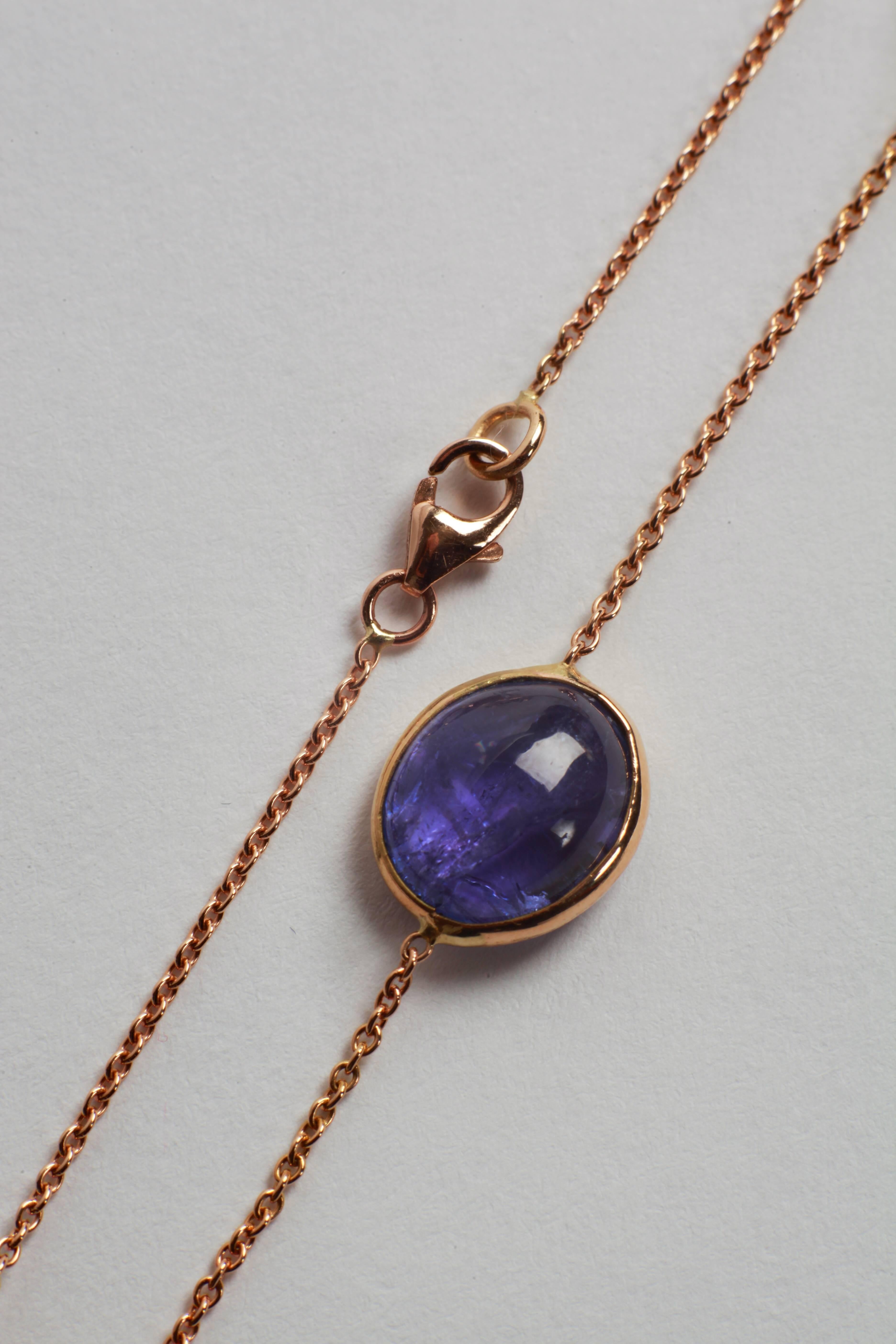  Tanzanite Cabochons and Gold Necklace by Marion Jeantet 1