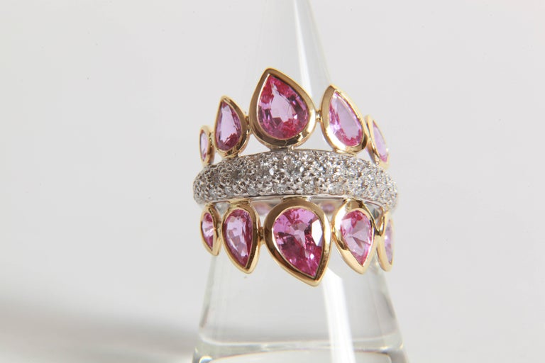 4,74 Carats Pink Sapphires and 1 Carat White Diamonds Ring by Marion Jeantet In New Condition In Paris, FR