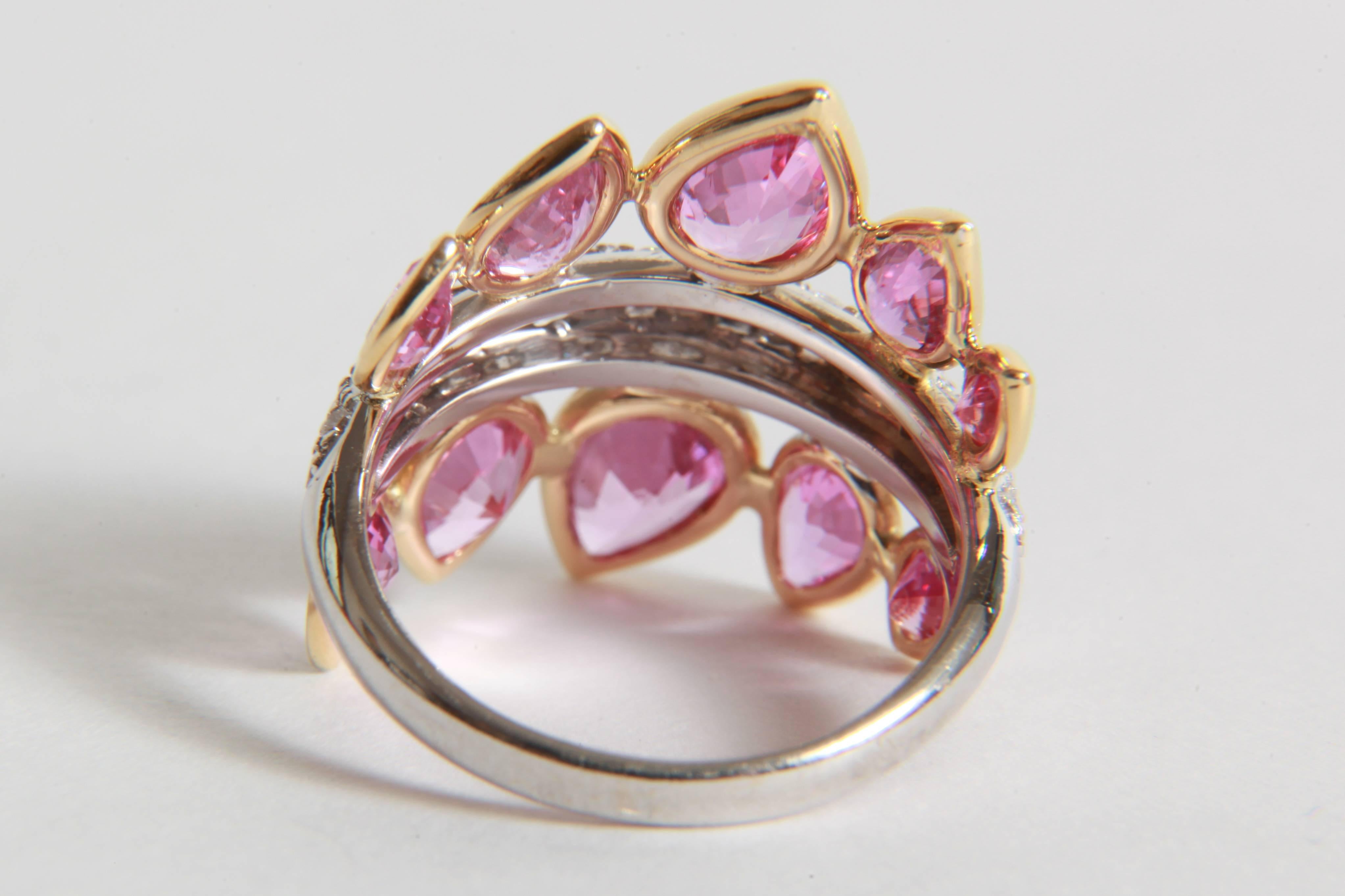 4, 74 Carats Pink Sapphires and 1 Carat White Diamonds Ring by Marion Jeantet 1