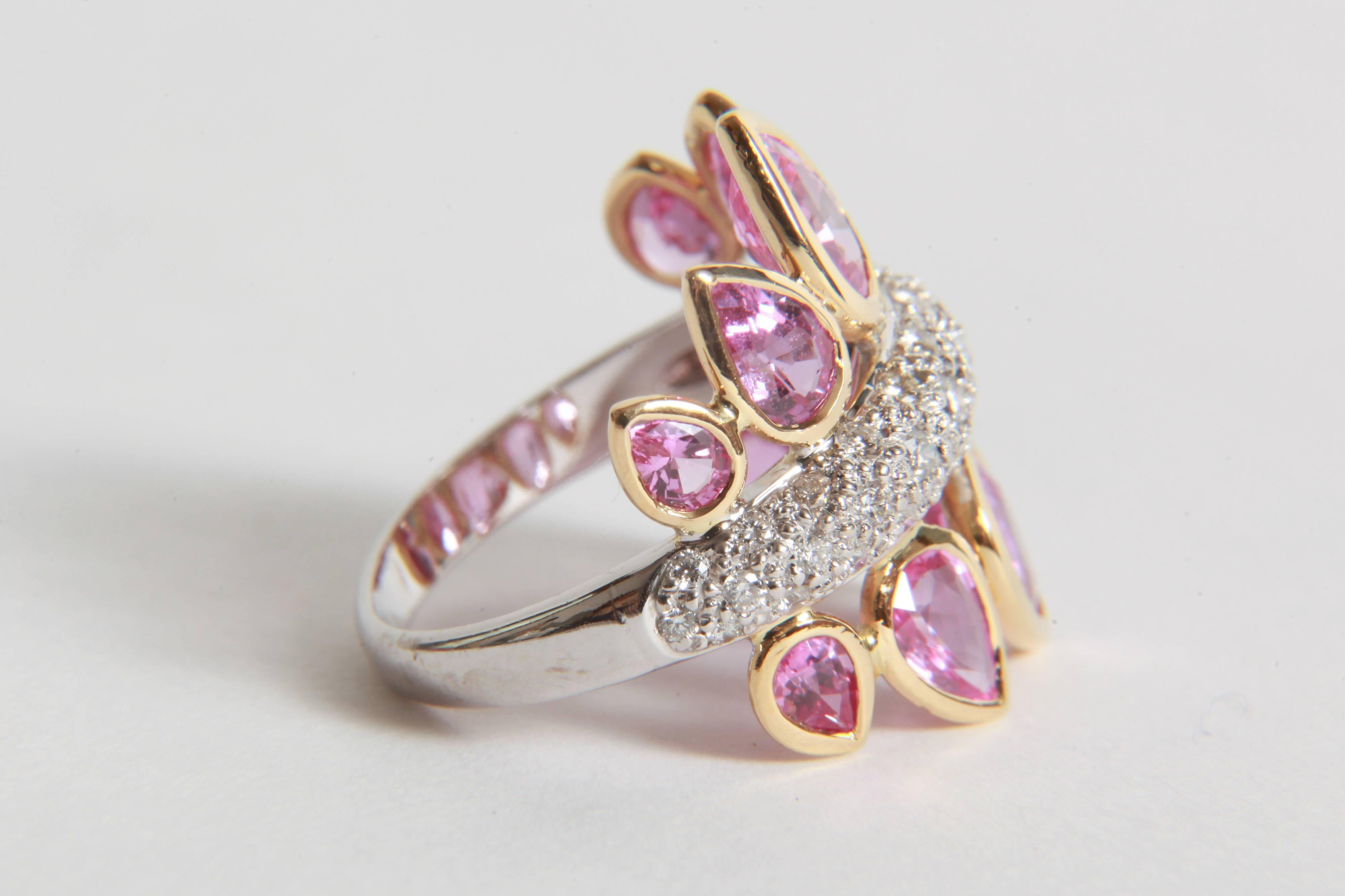 4, 74 Carats Pink Sapphires and 1 Carat White Diamonds Ring by Marion Jeantet 2