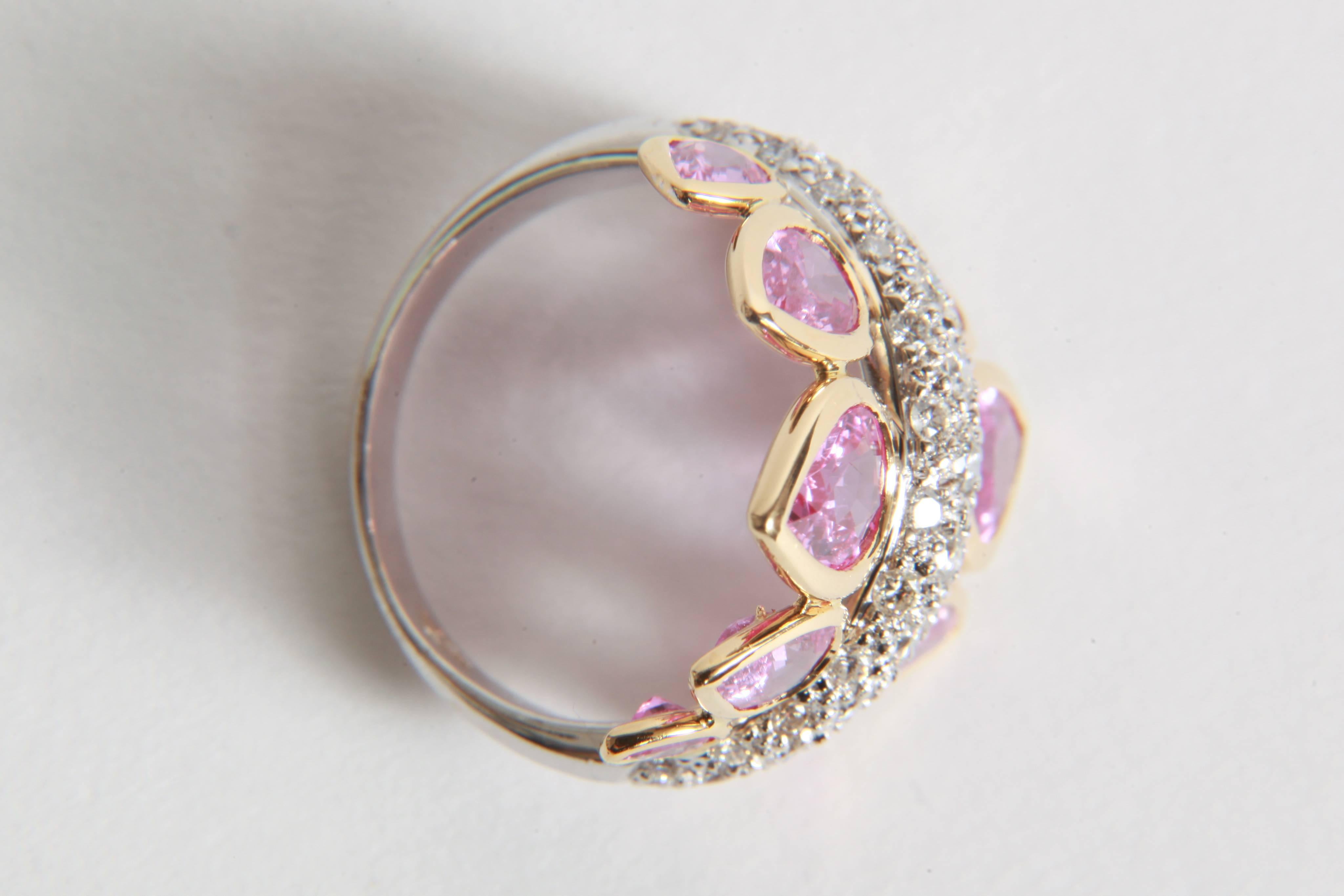 4, 74 Carats Pink Sapphires and 1 Carat White Diamonds Ring by Marion Jeantet 3