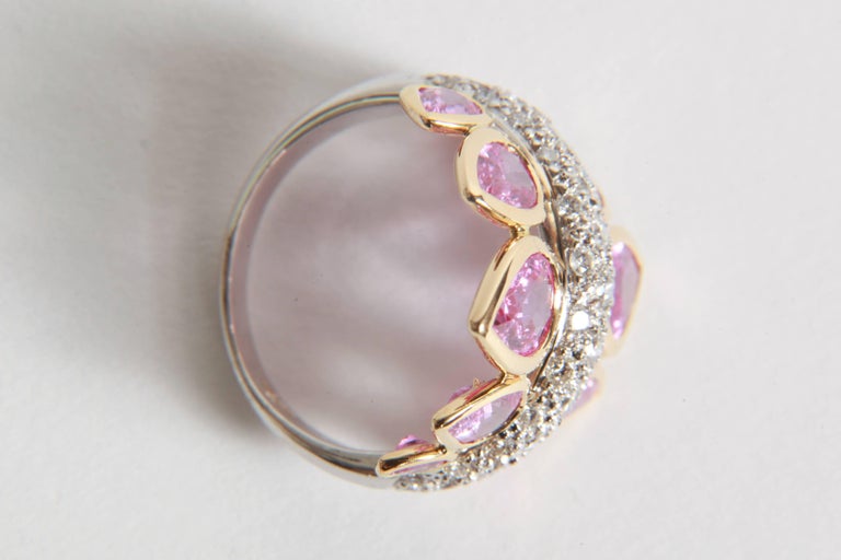 4,74 Carats Pink Sapphires and 1 Carat White Diamonds Ring by Marion Jeantet 3