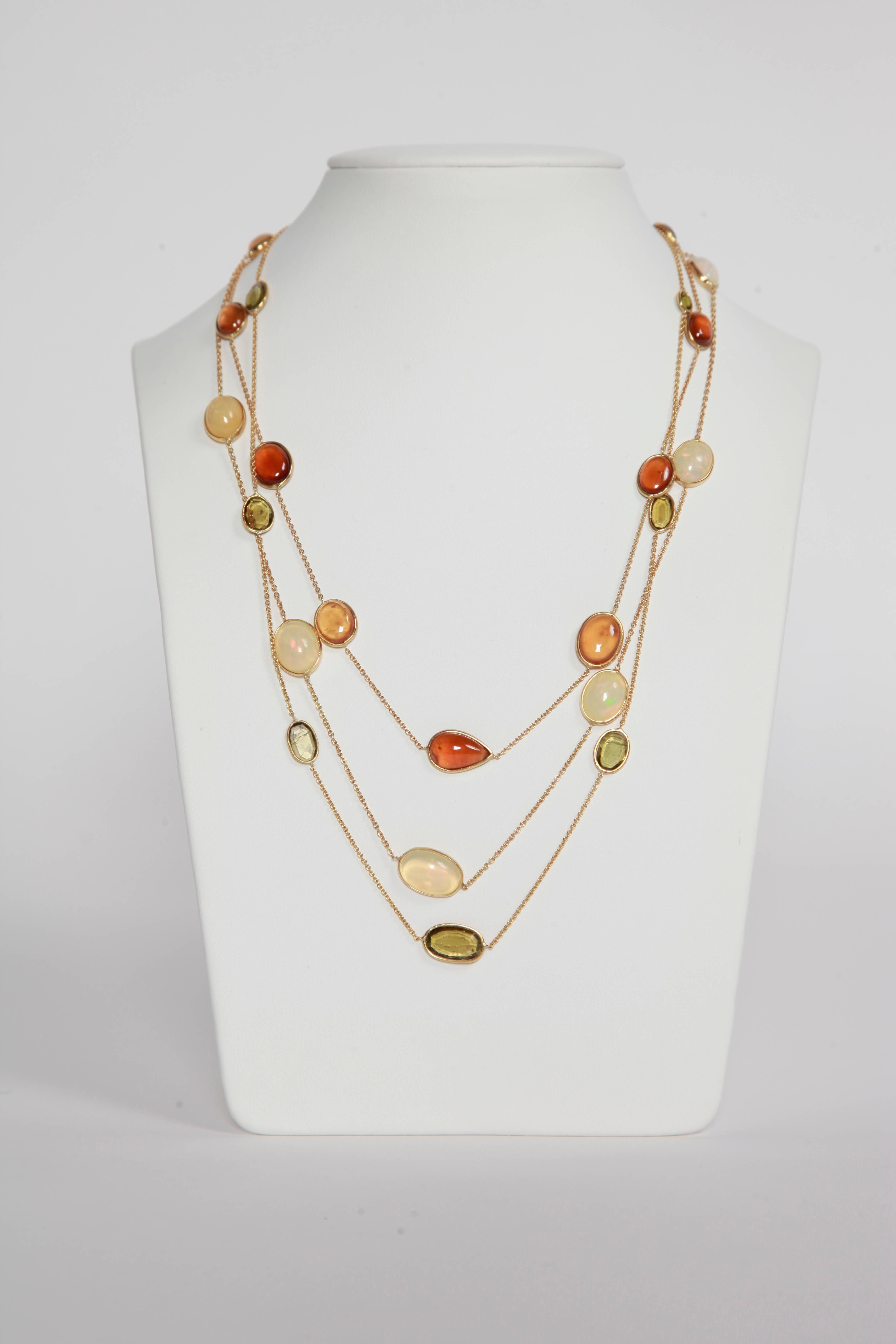 Women's Marion Jeantet Hessonite Garnet Cabochons Yellow Gold Necklace
