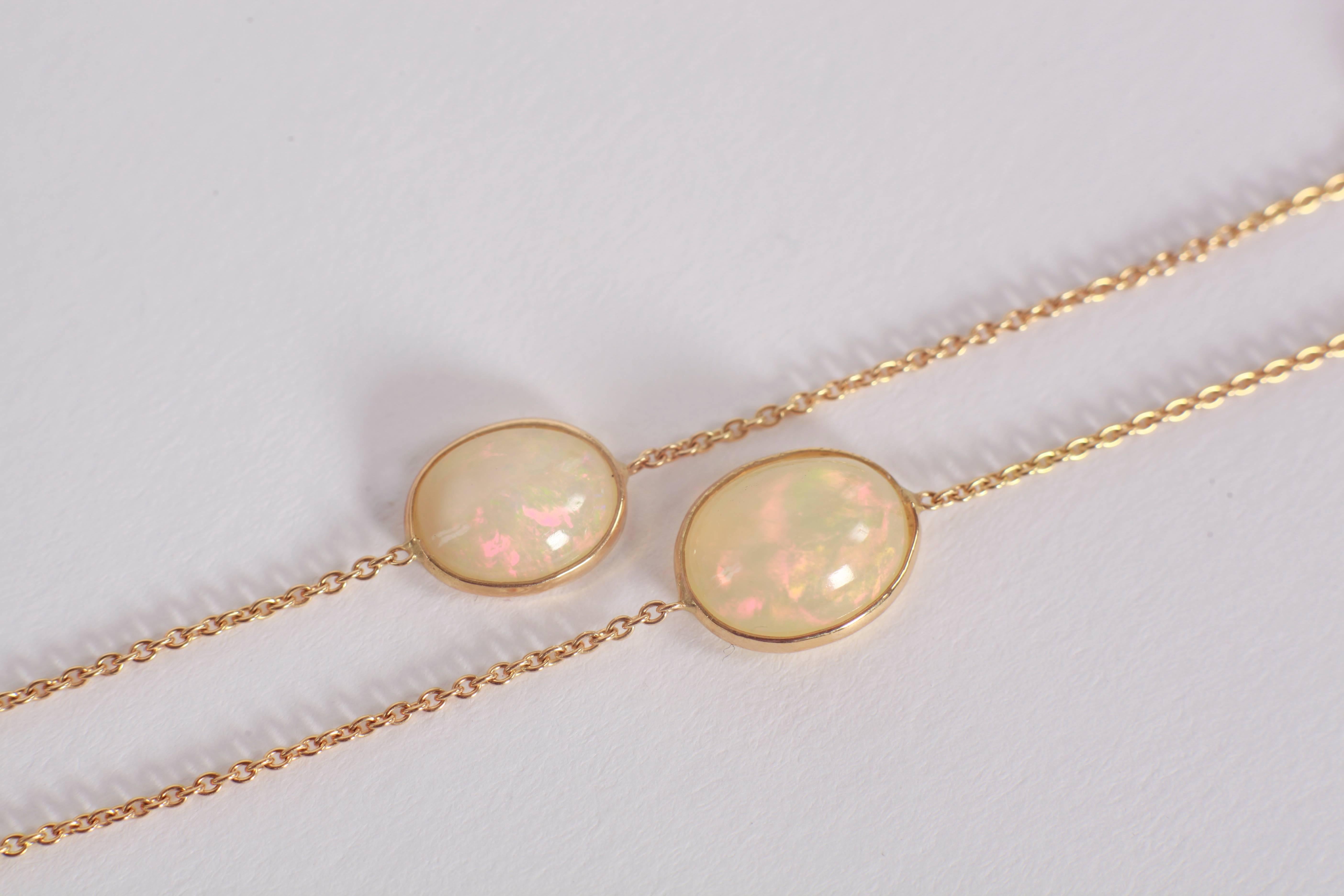 Marion Jeantet Opal Cabochons Yellow Gold Necklace In New Condition In Paris, FR