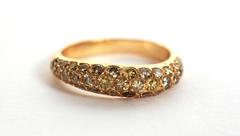 1, 13 Carats Lightly Wavy Yellow Diamond Pave-Set Band Ring  by Marion Jeantet