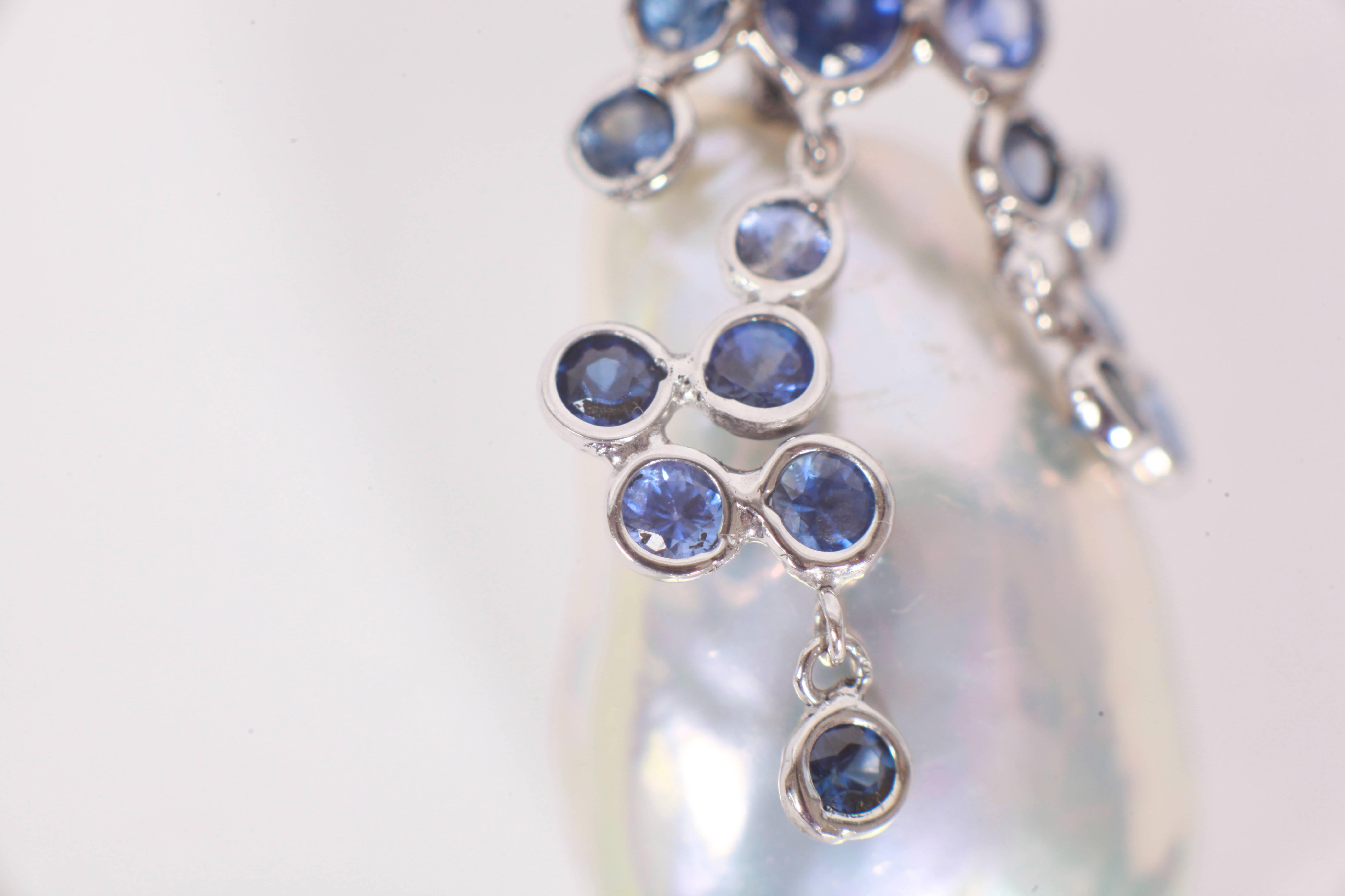 Marion Jeantet Drops of Sapphire Dew Surrounding Pear Earrings In New Condition In Paris, FR