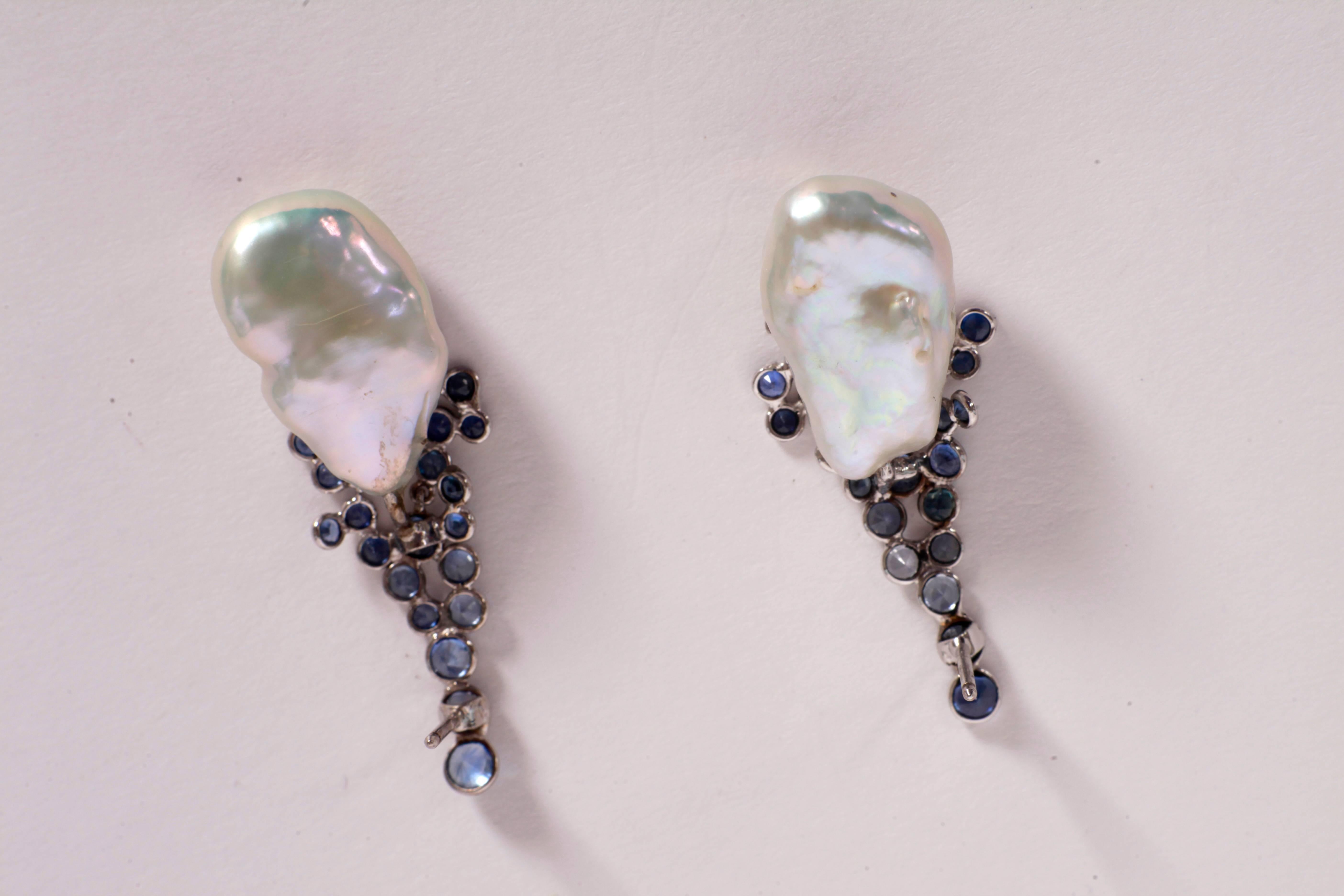 Marion Jeantet Drops of Sapphire Dew Surrounding Pear Earrings 1