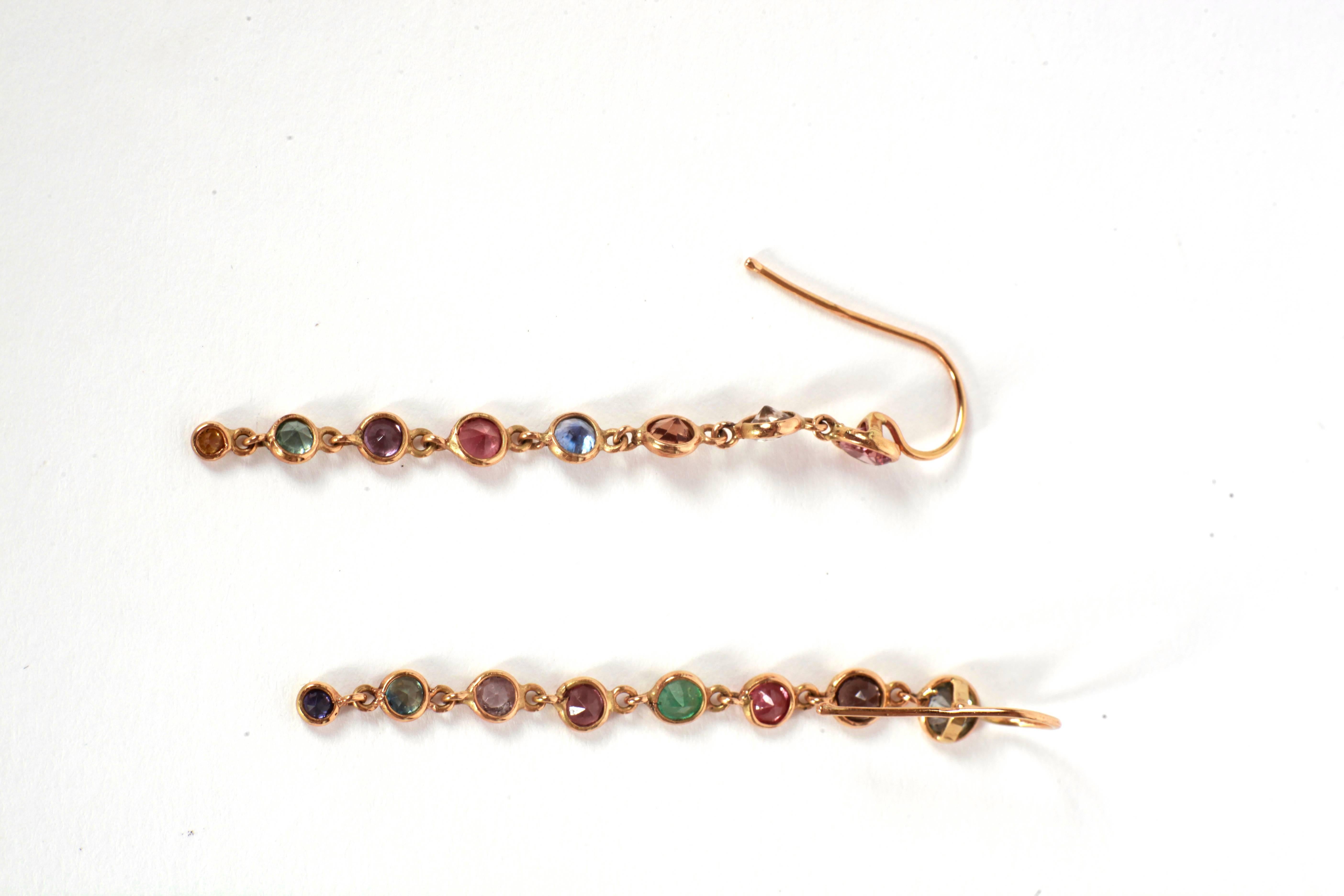 Contemporary Marion Jeantet Multicolored Rainbow Sapphires Earrings