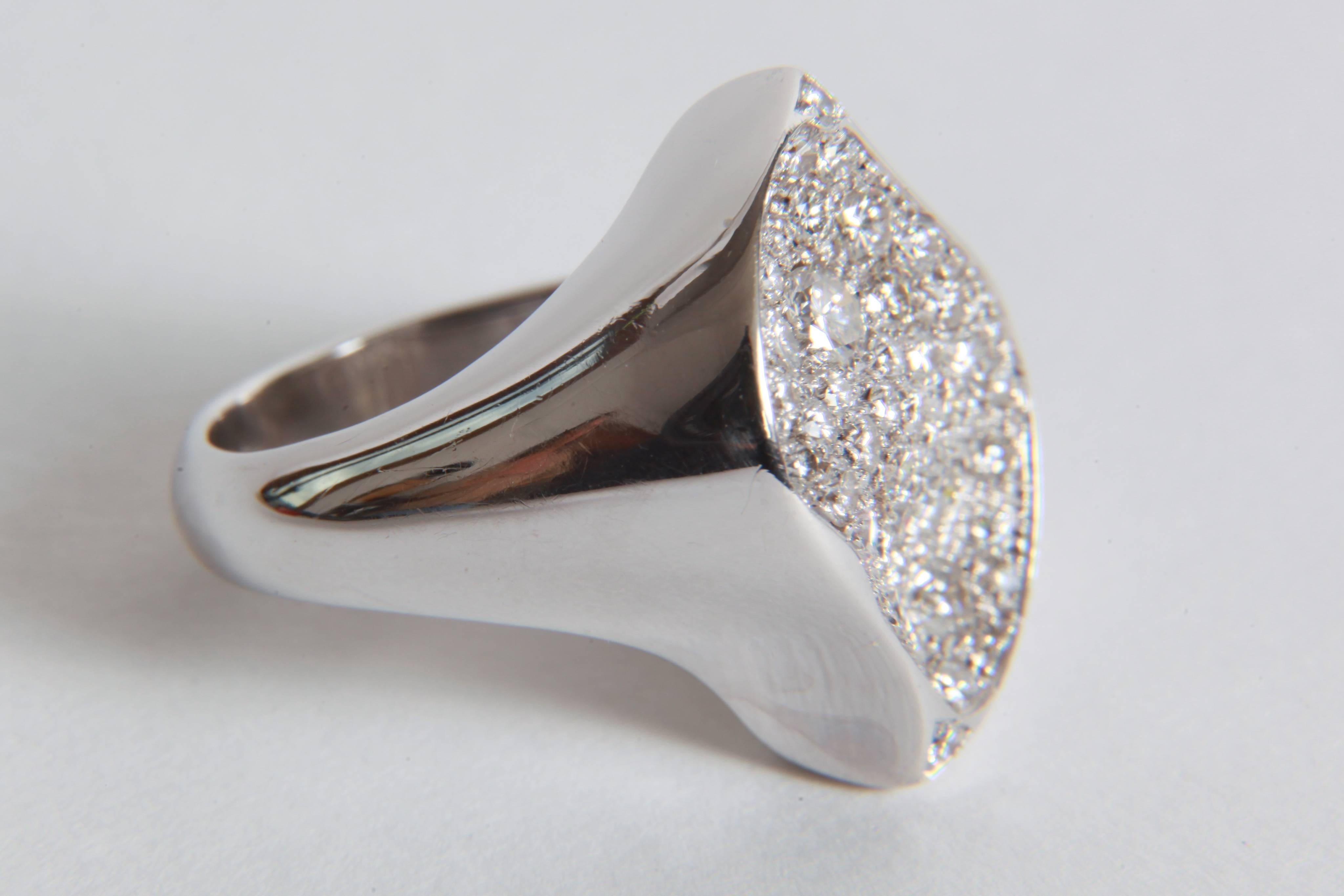 Women's 18K White Gold and 1, 56 carats Diamonds Raving Ring by Marion Jeantet