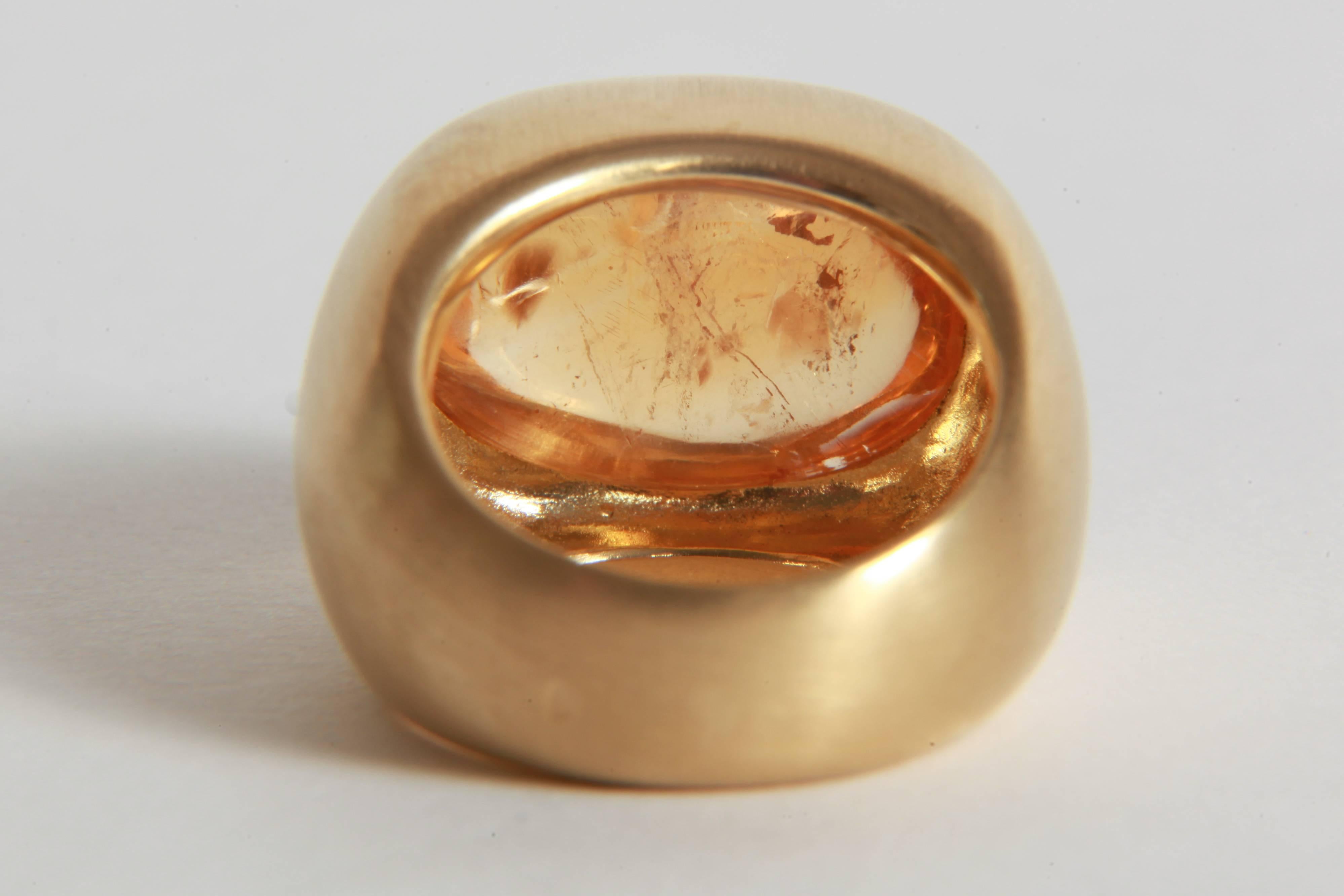 18K Yellow Boule Ring  Set With a Citrine Cabochon by Marion Jeantet 2