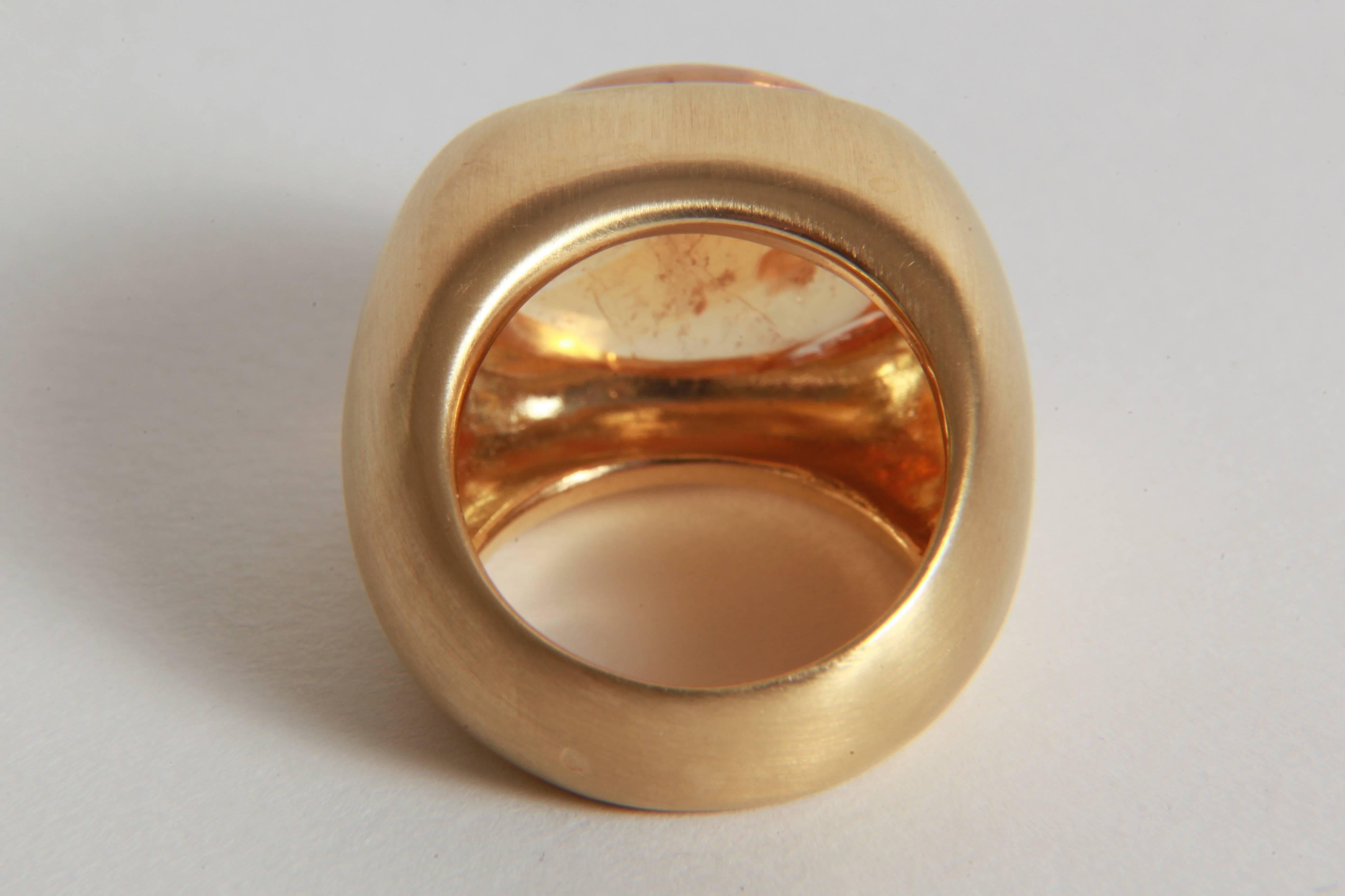 18K Yellow Boule Ring  Set With a Citrine Cabochon by Marion Jeantet 3