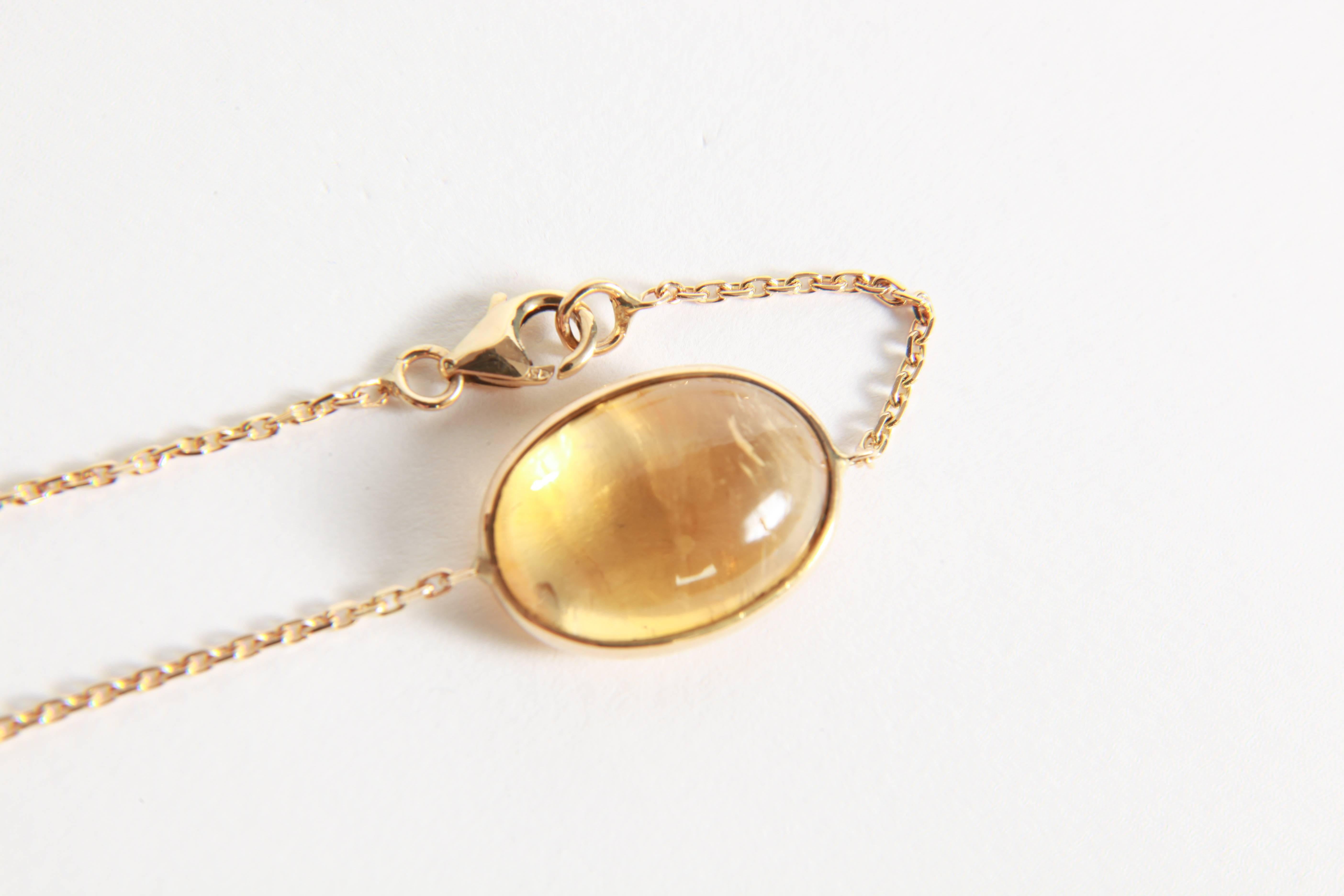 Citrine Cabochons Long Necklace by Marion Jeantet In New Condition In Paris, FR