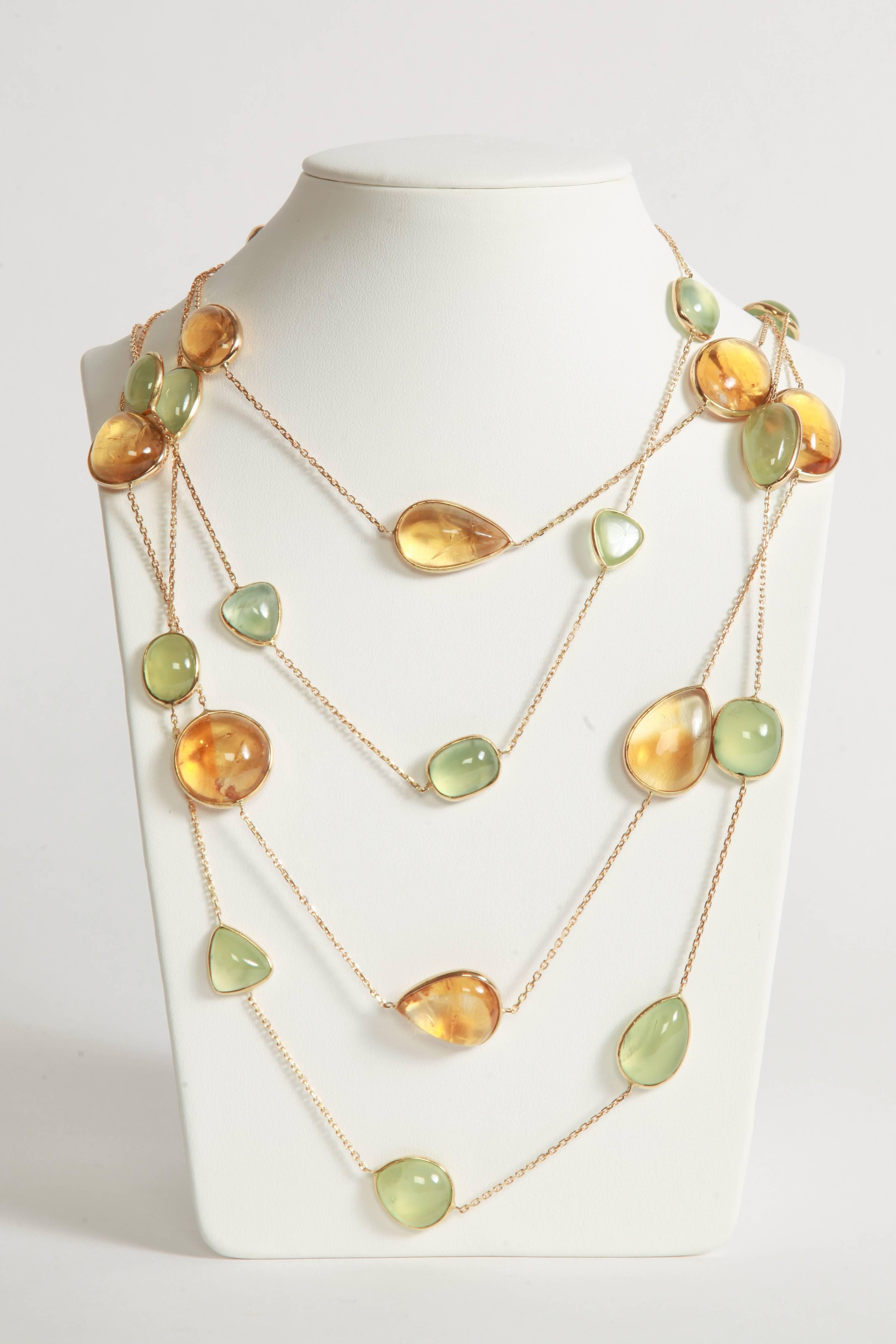 Citrine Cabochons Long Necklace by Marion Jeantet 1