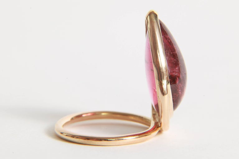 Contemporary Pink Tourmaline Cabochon Ring by Marion Jeantet For Sale