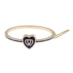 Victorian Enamel Diamond Gold Heart Bangle 11
