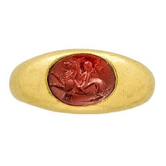Museum Quality Roman Carnelian Gold Intaglio Ring 6