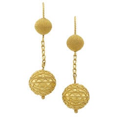 Gold Sphere Drop Earrings by Akelo