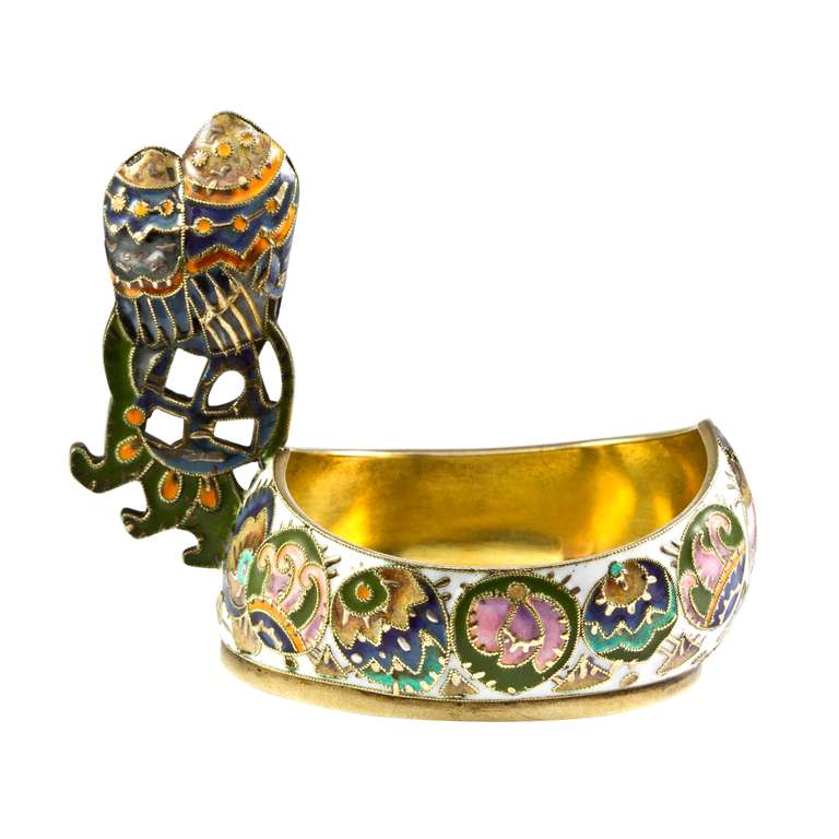 Edwardian Fabergé Cloisonné Enamel Kovsh