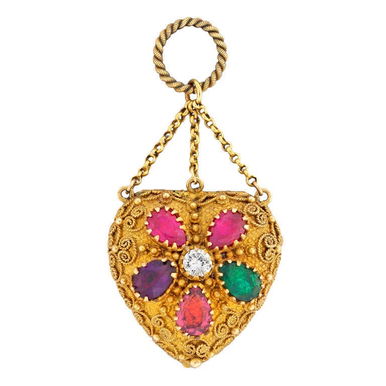 Important Georgian REGARD and gold heart locket